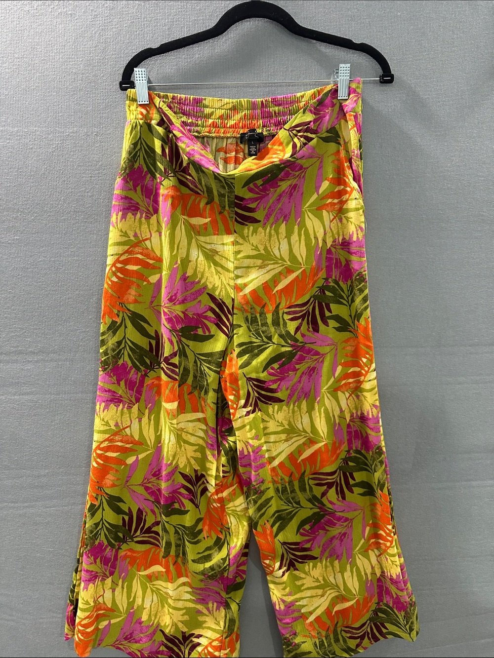Jessica Leaf Print Maxi Pants - Yellow, Pink, Orange, Green